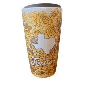 Starbucks Yellow Rose of Texas Ceramic 12 Ounce Travel Tumbler